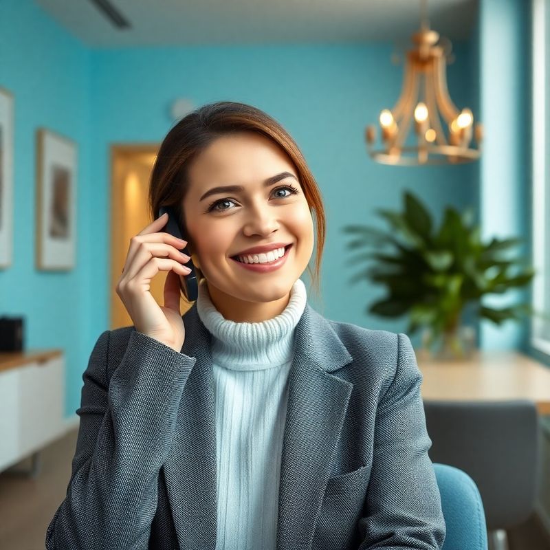 Usmívající se poradce při telefonátu v moderní kanceláři